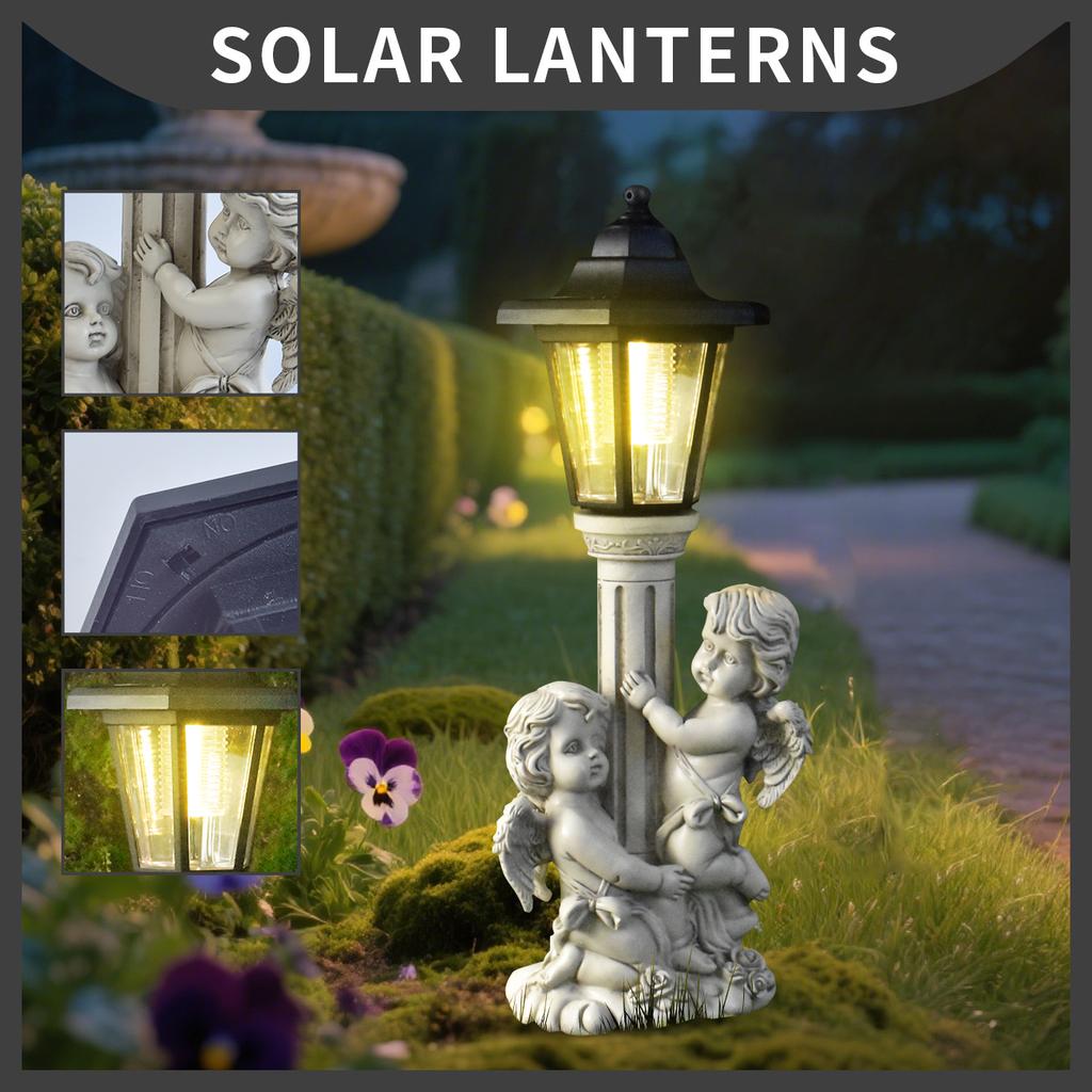 JYL TS/104,Angel Roman Column Solar Light Outdoor Garden Statue for Lawn Decor Resin Craft