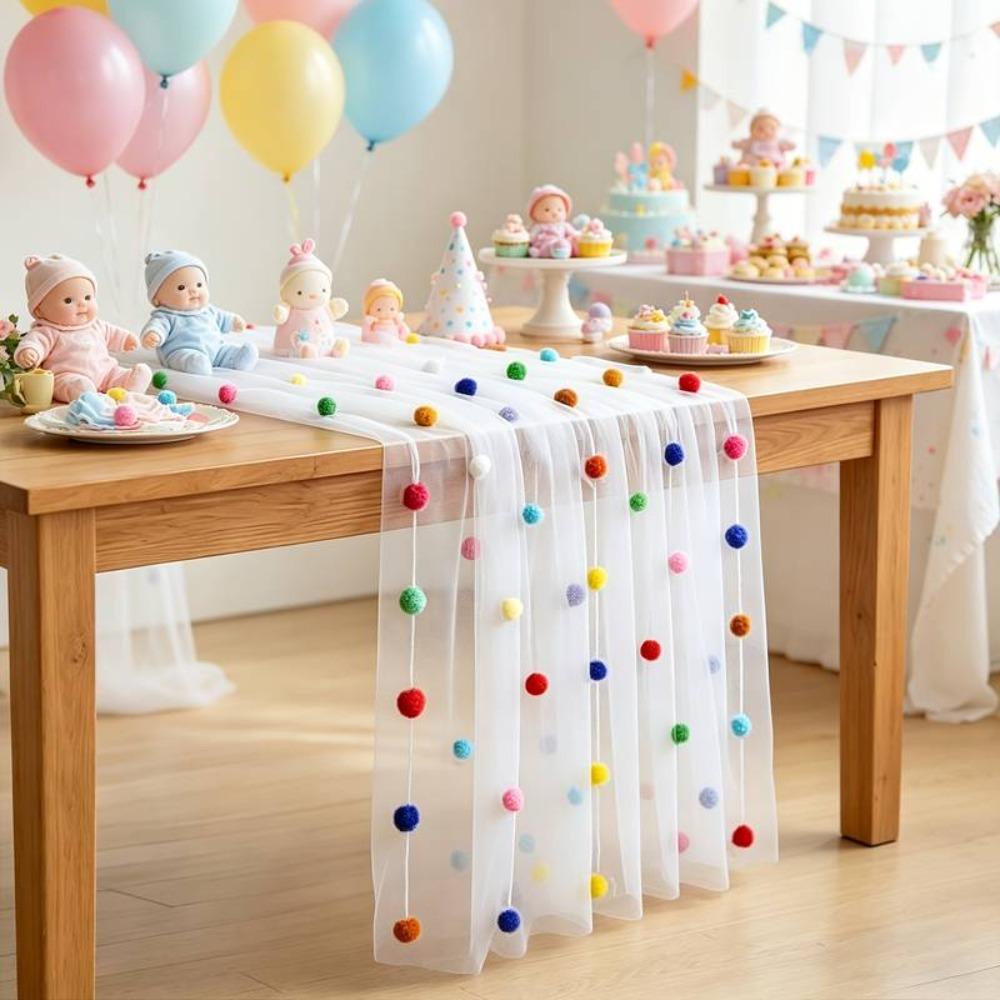 Romantic Tulle Table Runner Handmade Colorful Table Cover Wedding Desktop Decoration Wedding Decor