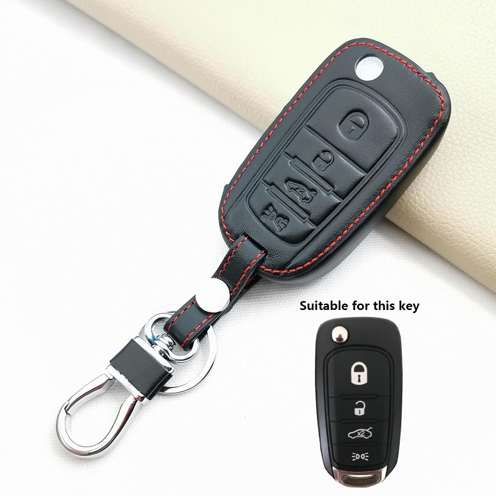 

4 Buttons Leather Case Key Cover Car Key Holder Keychain For Fiat Tipo Toro Freedom 500X Doblo Argo Nuovo Grazie Remote Shell