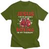 Jésus Est Mon Sauveur La Boxe Est Ma Thérapie T-shirt Pur Coton T-shirts Été Manches Courtes Col Rond Citations de Boxeurs T-shirts