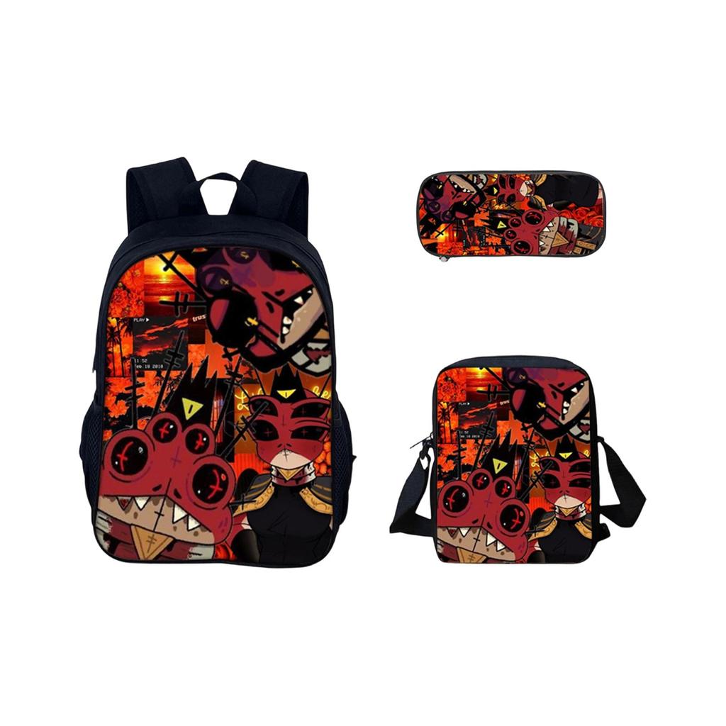 Ryggsäck med stor kapacitet för grundskole- och gymnasieelever, tecknad axelväska och pennfodral för barn