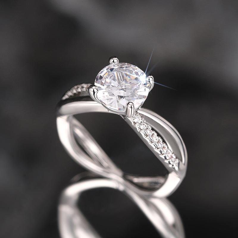 Classic Round Zircon Ring, Engagement Wedding Accessories, Stylish Micro-Inlaid Ring