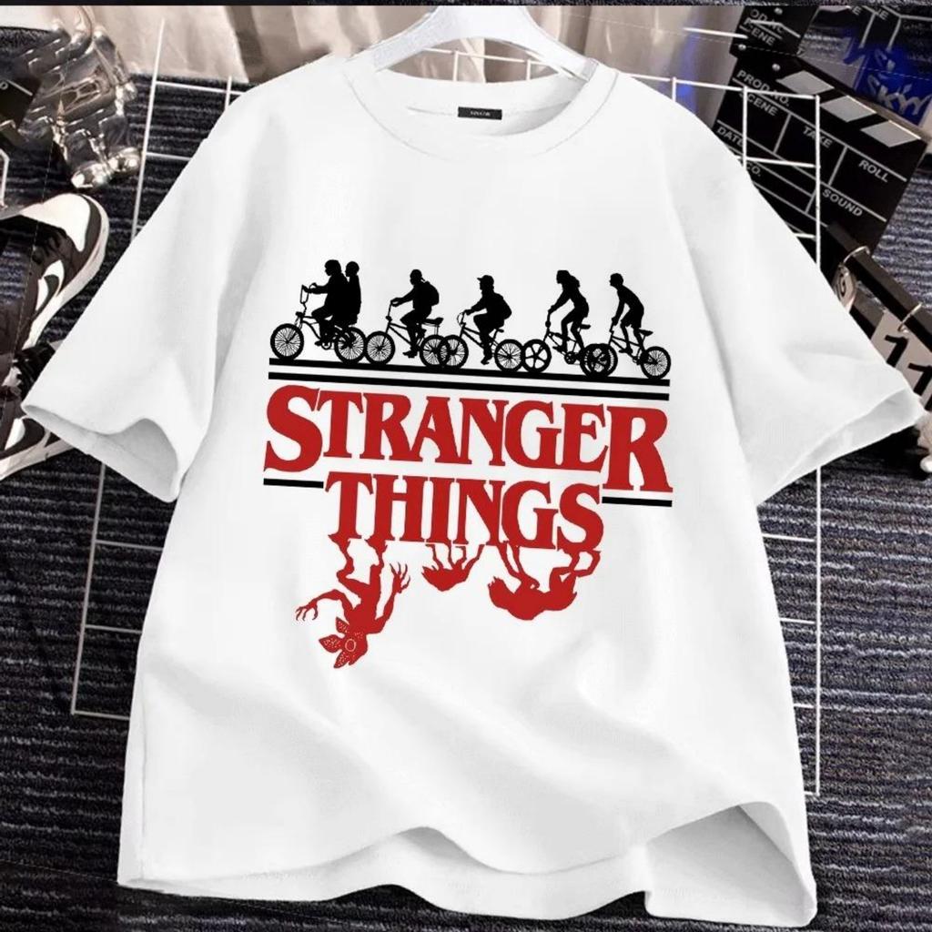Stranger Things Family Matching T-Shirt, Classic Silhouette Bikes and Demogorgon Design Perfect for Fans of the Show Comfortable