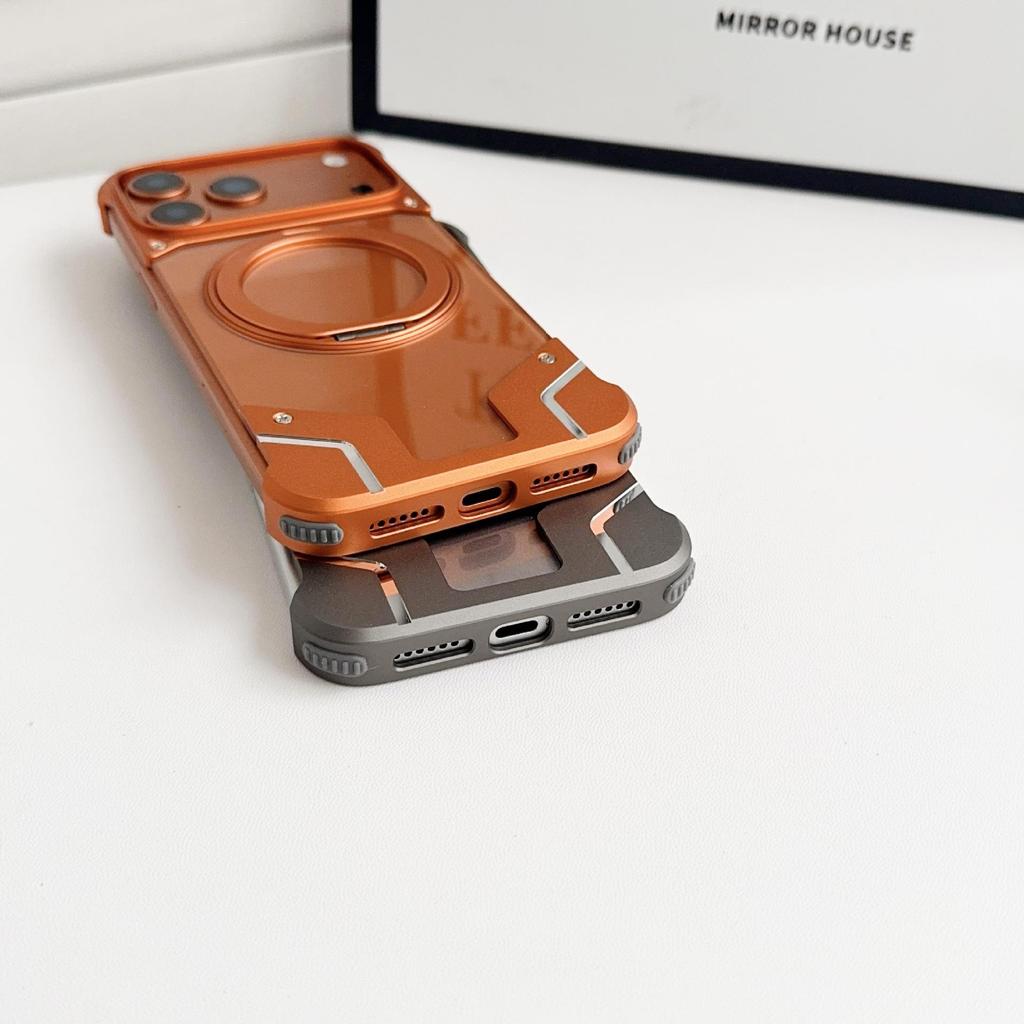 Original Color Metal Magnetic Rotating Bracket Case for Apple 17 Pro Max - Drop-Proof & Borderless Design