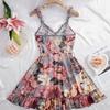 Europe and the United States Popular New Sexy Floral Printing Suspender Skirt Pure Desire Hot Temptation Summer