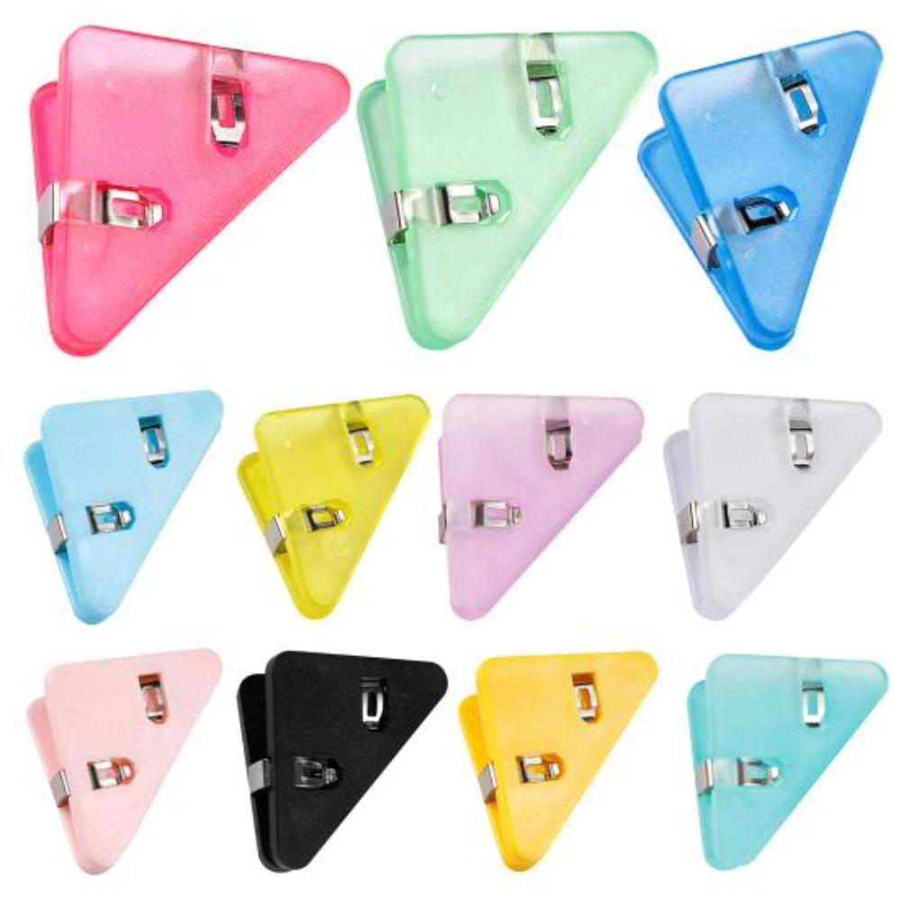 10Pcs Triangle Clips Multifunctional Transparent Large Angle Jelly Color Reusable Binding Mini Book Paper Binder Clips Desktop Organizer for Office