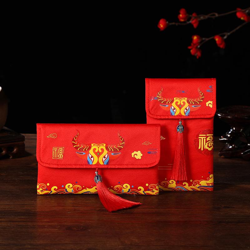 Birthday Packet Creative  Fabric Envelope Red Envelope Tassel Detail Wedding Storage Bag For Special Occasions Wedding