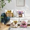 4Pcs Girl'S Back Flower Bike Cushion Covers Single-sided Printed 45CM Throw Pillow Case Cover Sofa Cushion Home Room Decor