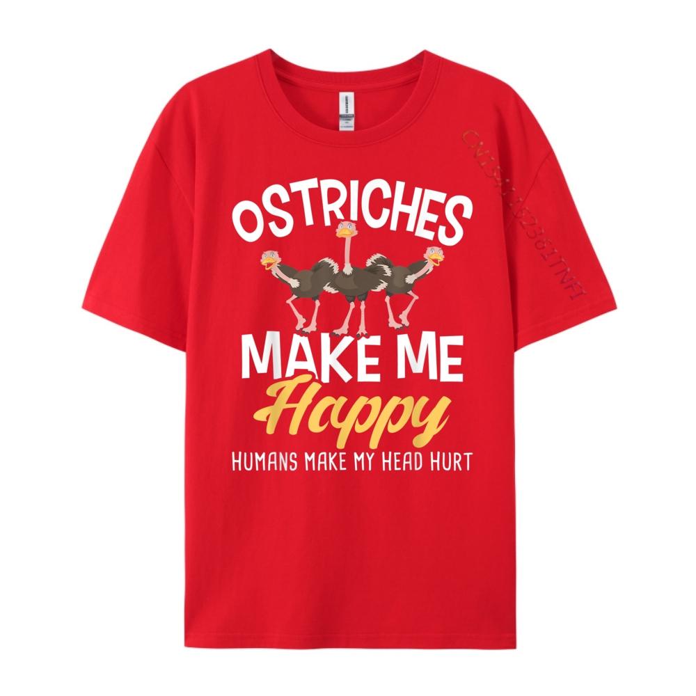 Ostriches Make Me Happy Zookeeper Bird Lover Graphic Tee Cotton Free Shipping Clothes Loose Tee Shirt S