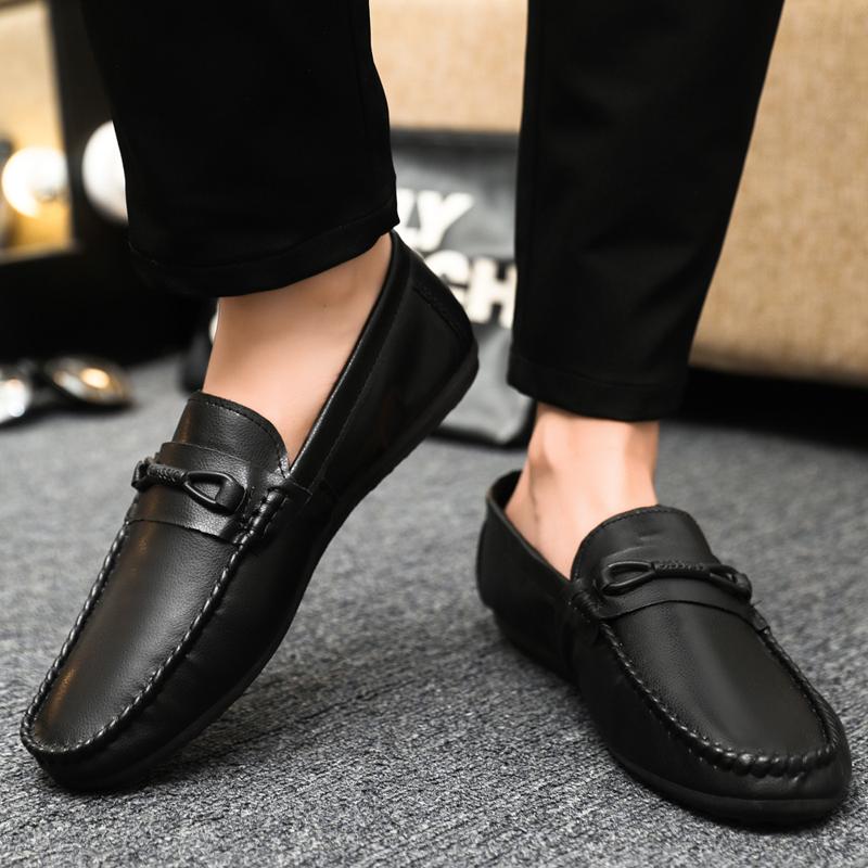 Plus Size 46 Penny Loafers Men Casual Shoes Leather Dress Shoes Slip-on Sneaker Flats Man Moccasins Lightweight Driving Shoes