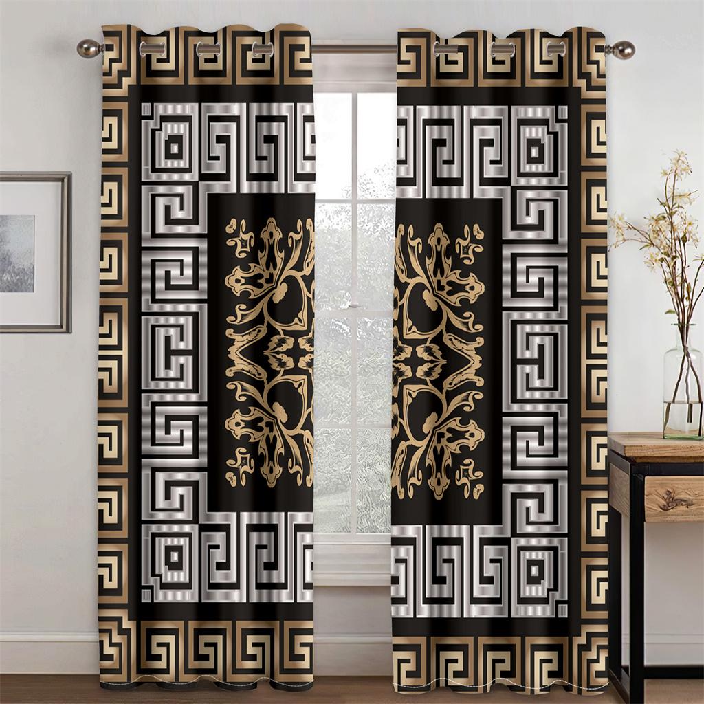 3D Print Cheap Modern Classic Luxury Brand 2Pieces Darkening Shading Window Curtain for Living Room Bedroom Home Decor Hook