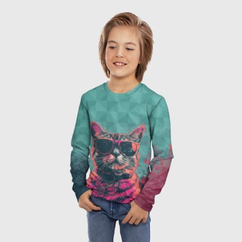 

Детские мультяшные футболки с принтом животных, змеи и милого котенка, милые футболки с длинным рукавом для мальчиков, мягкий и удобный топ 170