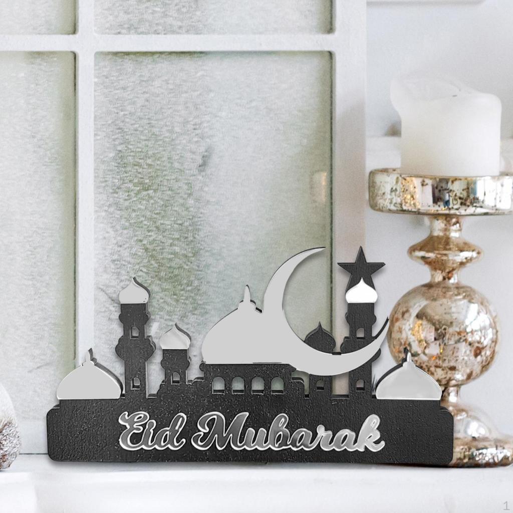 Eid Celebration Calendar for Desktop with Mosque And Moon Design Wooden Acrylic