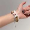 Bear Snuggly Bracelet For Women Elegant Plush Yarn And Wood Handmade Gift Christmas