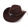 Summer Felt Cowboy Hat Men Women Couple Ethnic Rolled Brim Bohemian Fedora Sun Cap for Outdoor Beach