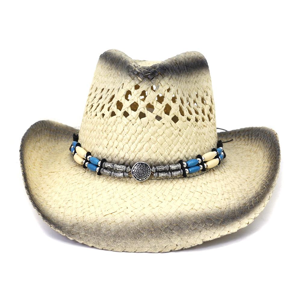 

Полая ковбойская шляпа ручной работы в стиле вестерн, ковбойская ковбойская шляпа унисекс, пляжная шляпа от солнца, вечерние кепки, летняя дорожная соломенная шляпа 56-58CM