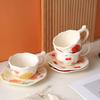 Exquisite Hand-painted Flower Ceramic Cup and Plate Set, Cute Coffee Mug, Office Breakfast Oat Milk Cups, Couple Christmas Gift