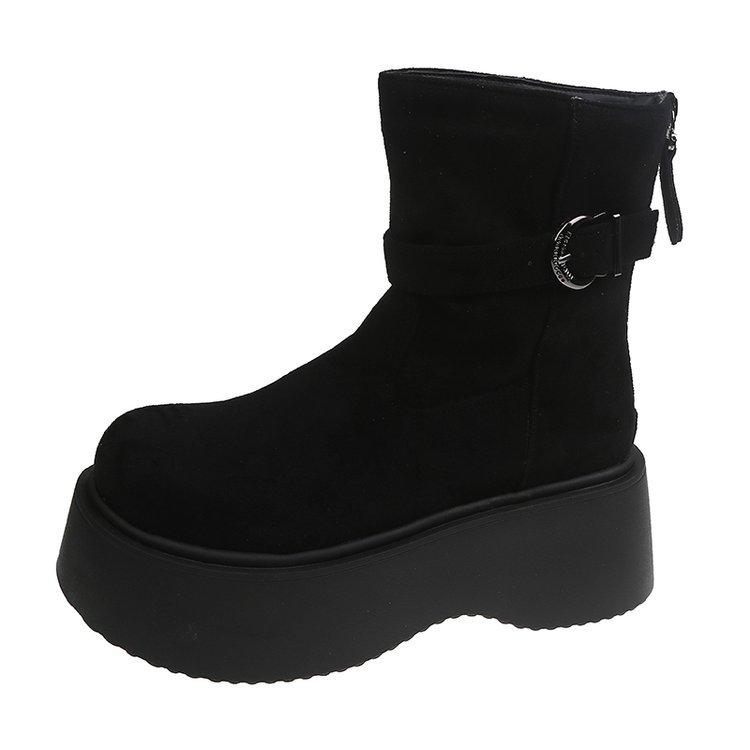 Retro Suede Small Man Super Fire Heightening Thick-soled Martin Boots Women's 2025 Autumn New Maillard Slim Short Boots