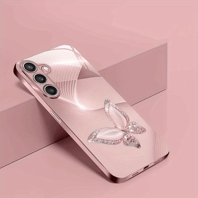 Diamant Schmetterling Metallisches Glas Handyhülle Geeignet für Samsung GalaxyS26 S25 S24 S22 S21 S20FE/Ultra/Plus Anti-Drop Rückabdeckung