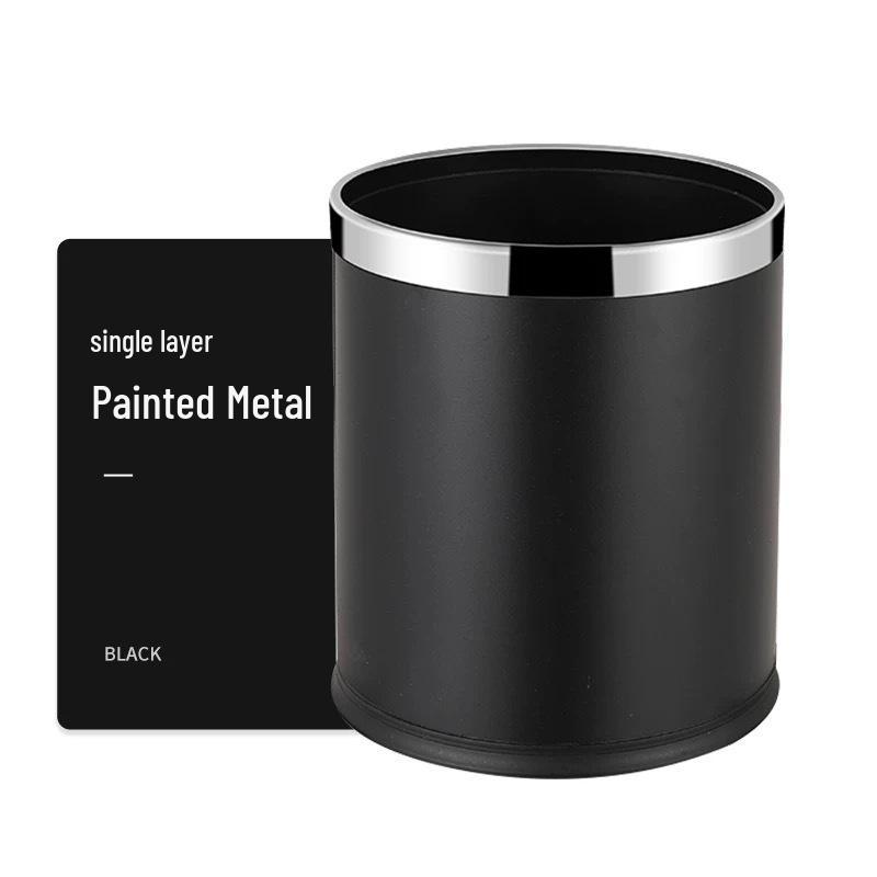 Fireproof Double-Layer Stainless Steel Trash Can for Hotels & Game Rooms