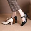New Spring and Autumn Fashion Shallow Single Shoes Women's Soft Leather Mary Jane Women's Shoes Pointed Leather Shoes Thick Heel High Heels