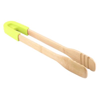 Wooden BBQ Clip Buffet Food Tongs Bread Steak Kitchen Clamp Serving Tool (Green)