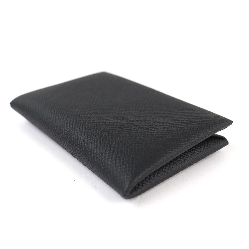 Estojo para Cartões HERMES Calvi Impecável Porta-Moedas de Negócios Couro Epsom Preto Usado