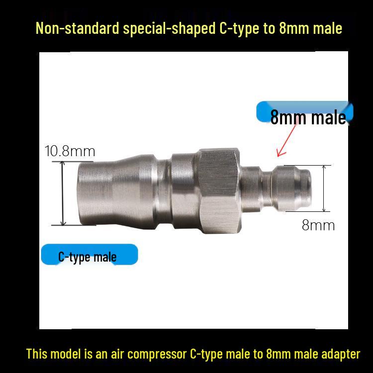 8mm M10*1 Stainless Steel High Pressure Quick Connect Male Coupler for 8mm Female.