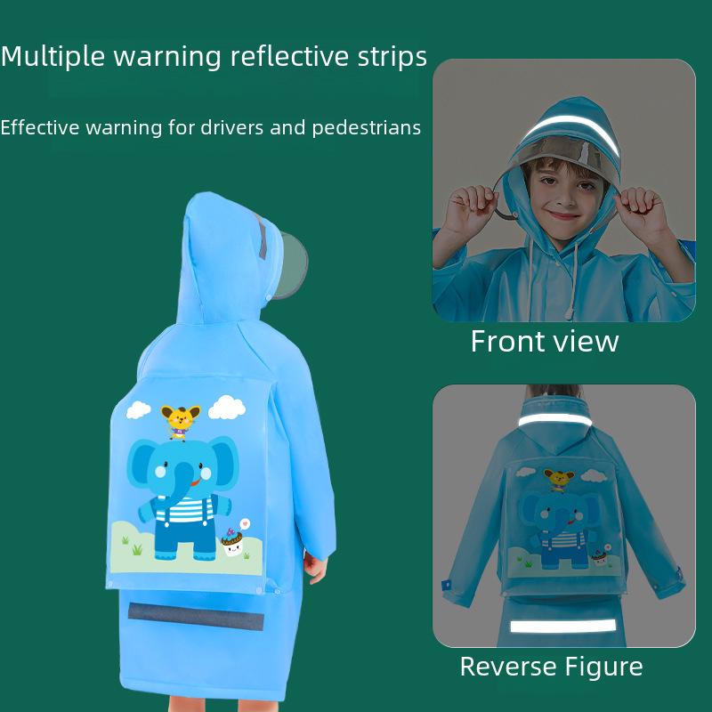 Koreanischer Kinder-Ganzkörper-Regenmantel: Einteiliger Poncho für Grundschüler mit Platz für Rucksäcke