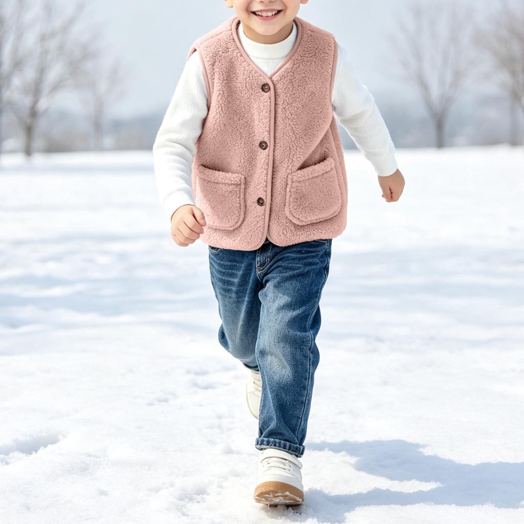 Jungen und Mädchen Freizeitmode Knopfleiste Weste Ärmellose Oberbekleidung Top für Kinder