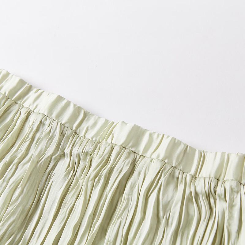 Xiangying Pleated A-Line High-Waist Midi Skirt