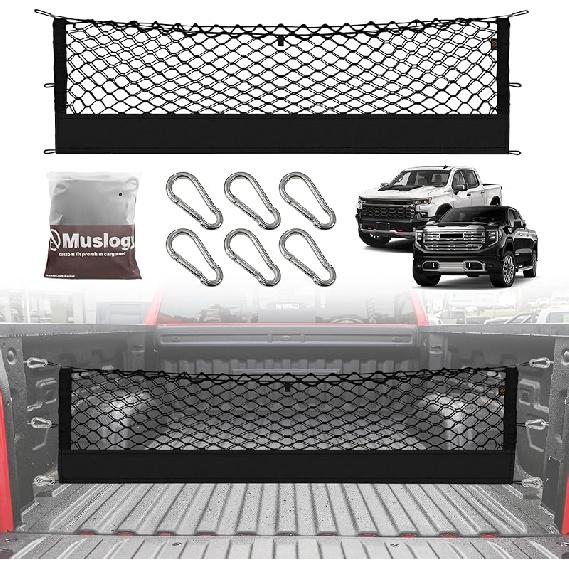Muslogy Truck Bed Cargo Net Compatible With Honda Ridgeline 2017-2024 2025 Accessories Storage Organizer Pickup Truck Bed Envelope Style Cargo Net