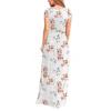 Women's Fashion Summer Spring Flower Pattern Print Short Sleeve O-Neck Casual Dresses