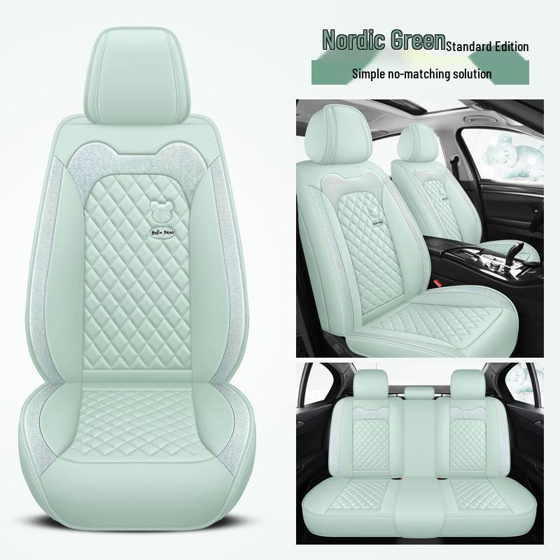 Universal Full Leather Car Seat Cover – All-Season, Cute Design, Full Surround Fit