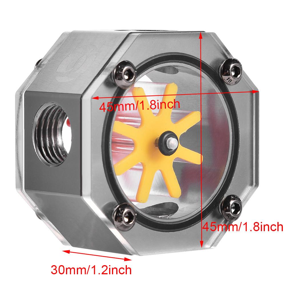 Aluminum Alloy G1 4 Thread Water Cooling Flow Meter Indicator for PC Water Cooling System Gray