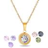 Collier DIY pour Femme Design Européen & Américain avec Strass Remplaçable en 8 Couleurs - Acier Inoxydable Titane