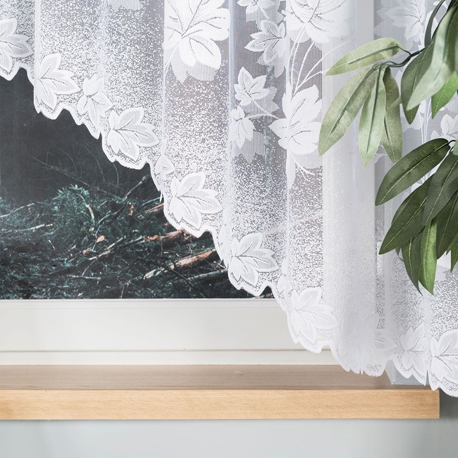 Bożena - Ready-Made Jacquard Curtain With A Cut At The Bottom - 300X160 Cm - White