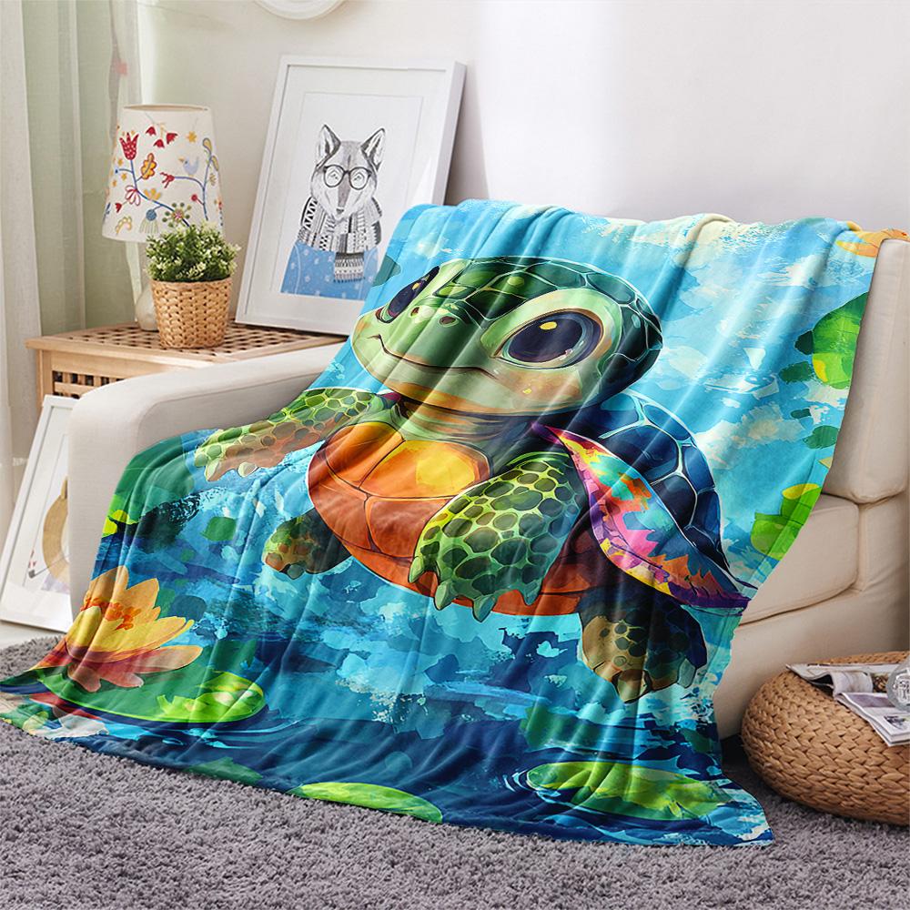 Tortoise Print Flannel Blanket, High quality Comfortable for All Seasons, Home Decor, Warmth and Comfort, Perfect for Christmas Gifts