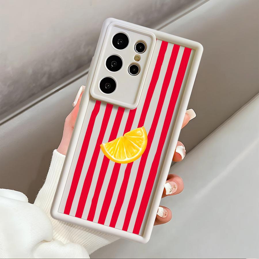 Lemon Cool Stripe Pattern Case for Samsung Galaxy S26 Ultra S22 S25 S23 FE S21 S24Ultra S25 Edge S24 Plus S20FE Phone Cover