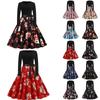 Women Vintage Long Sleeve Christmas  Housewife Evening Party Prom Dress