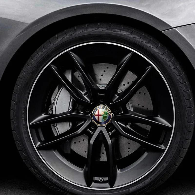 2026 Heißer Alfa Romeo 4 Stück 56mm Auto Radnabendeckel Aufkleber Auto Dekoration Zubehör für Alfa Romeo 4C 159 Spider Giulia