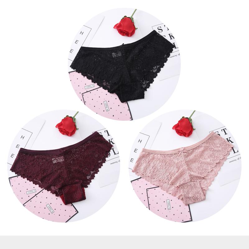 

Трусики для Женщин Сексуальное Кружево Дышащее Женское Белье Трусики Прозрачные Брифы Комплект Женских Трусов M-XXL 3 Шт./лот XXL