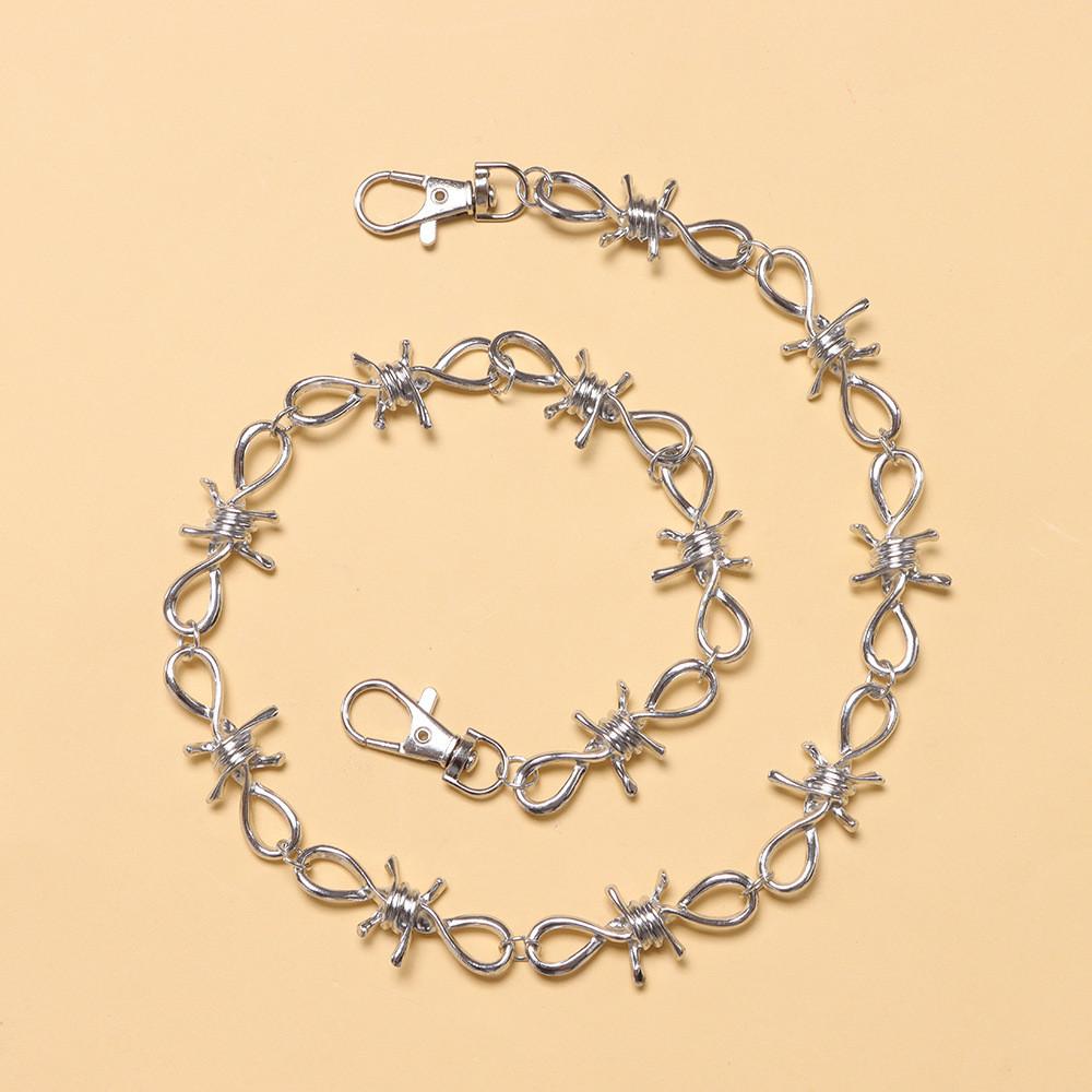 

Hip Hop Thorns Waist Chain With Lobster Clasp For Men Women Street Style Accessory серебряный
