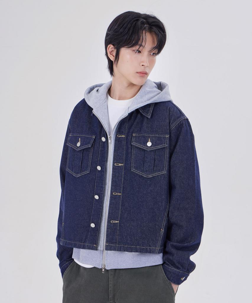 Glw Non-Faded Crop Denim Jacket Indigo Blue
