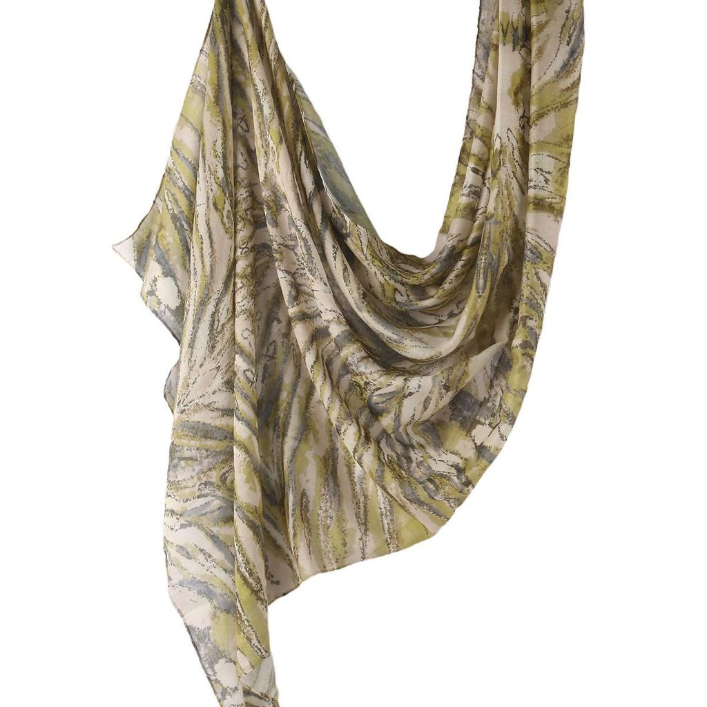 "Ethnic Watercolor Modal Cotton Shawl Satin Print Scarf for Women"