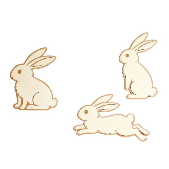 3 Stück Niedlicher Hase Wandaufkleber Cartoon Osterhase Wandsticker Holz Wandbilder Hase Wand