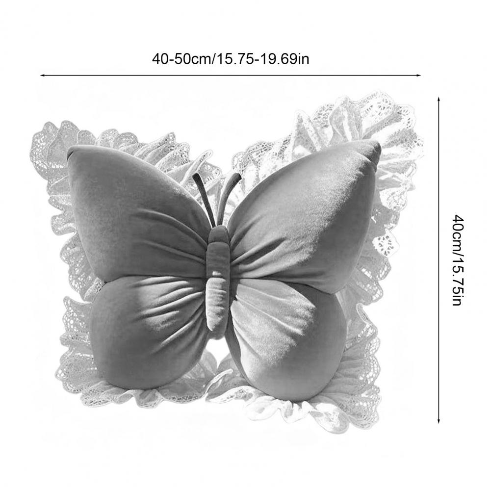 Butterfly Throw Pillow Decorative Butterfly Pillow With Lace Trim Princess Style Stuffed Pillow For Living Room Home Decor