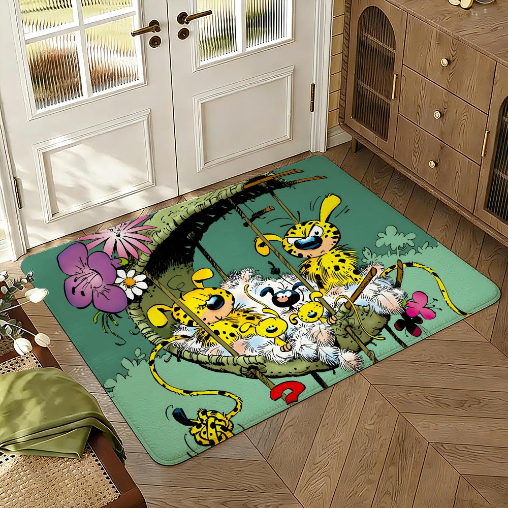 Cartoon M-Marsupilami Floor Mat Soft Thickened Absorbent Non-Slip Bedroom Living Room Door Mat Home Decor Flannel Rugs