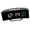 LED Mirror Alarm Clock Curved Screen 12 24 Hour Temperature Humidity Display Snooze Mode Electric Alarm Clock