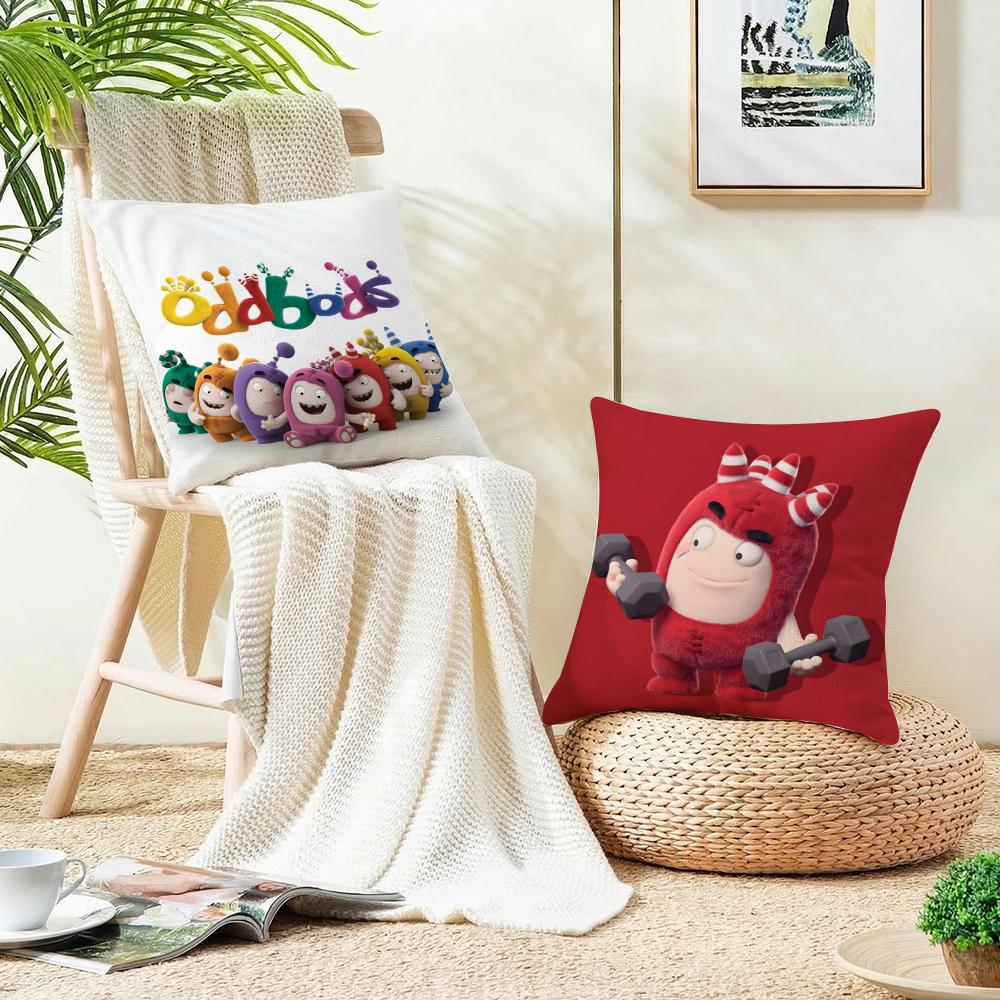 Fun CCartoon OddbodsS Cushion Cover Breathable and skinfriendly linen pillowcase square removable and washable cushion
